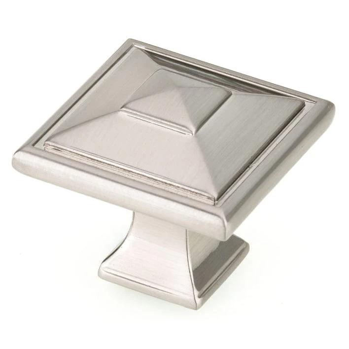 Transitional Knob, 1-1/2" x 1-1/2", Brushed Nickel